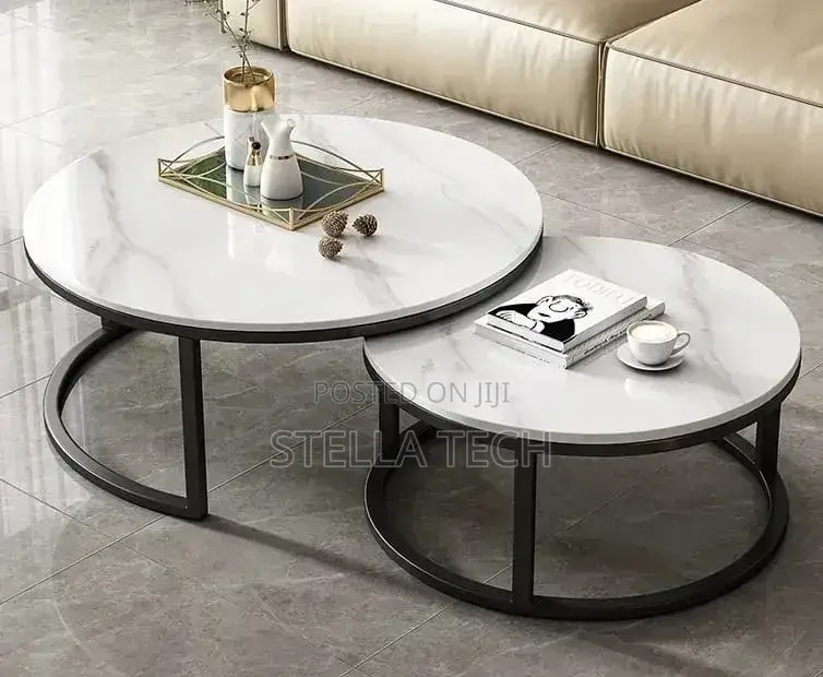 Modern Luxury 2in1 Pure Marble Nesting Tables