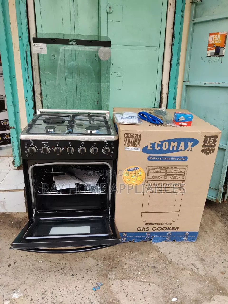 Ecomax Standing Cooker Lx880u 60cmx60cm 3 Gas +1 Electric Hotplate