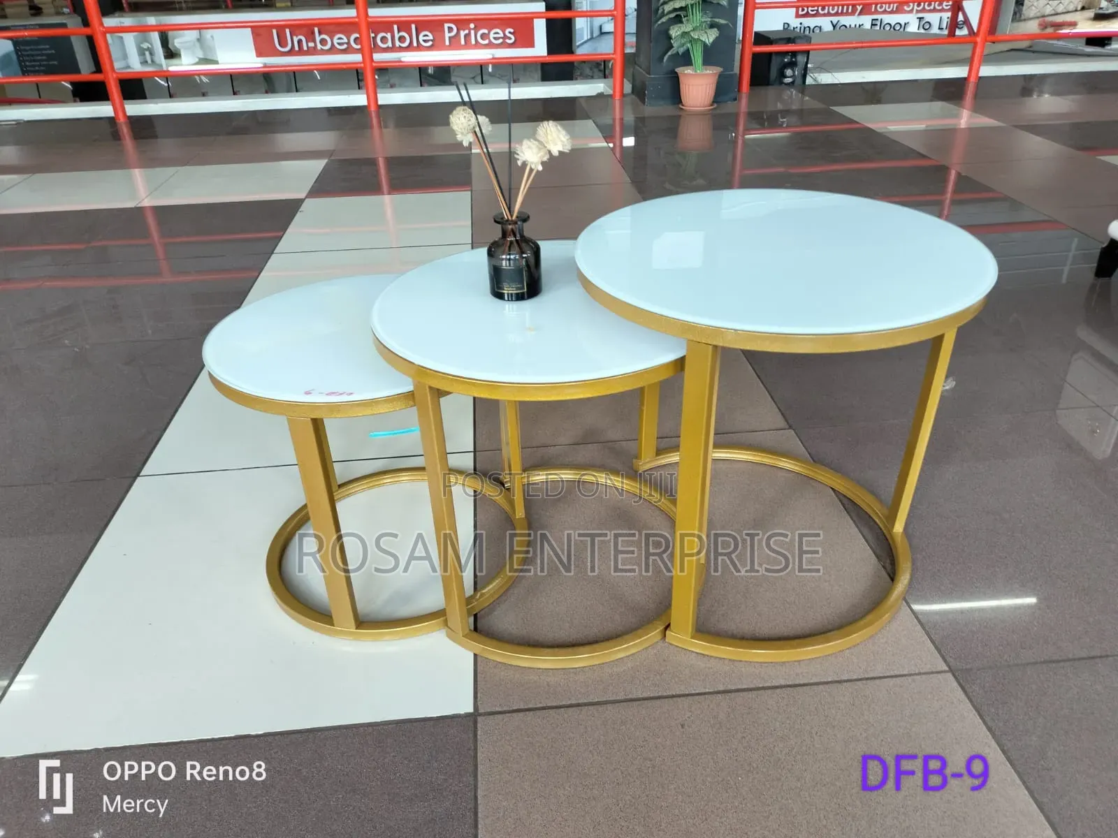 Executive 3 in 1 Glass Marble Effect Coffee Table