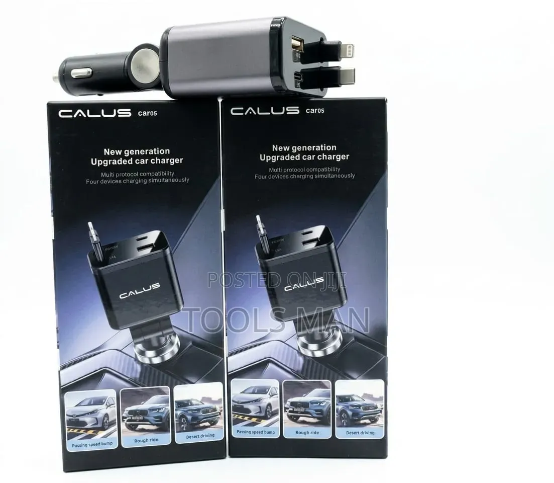 Calus Car05 4-in-1 Fast Car Charger With Built-in Cables.