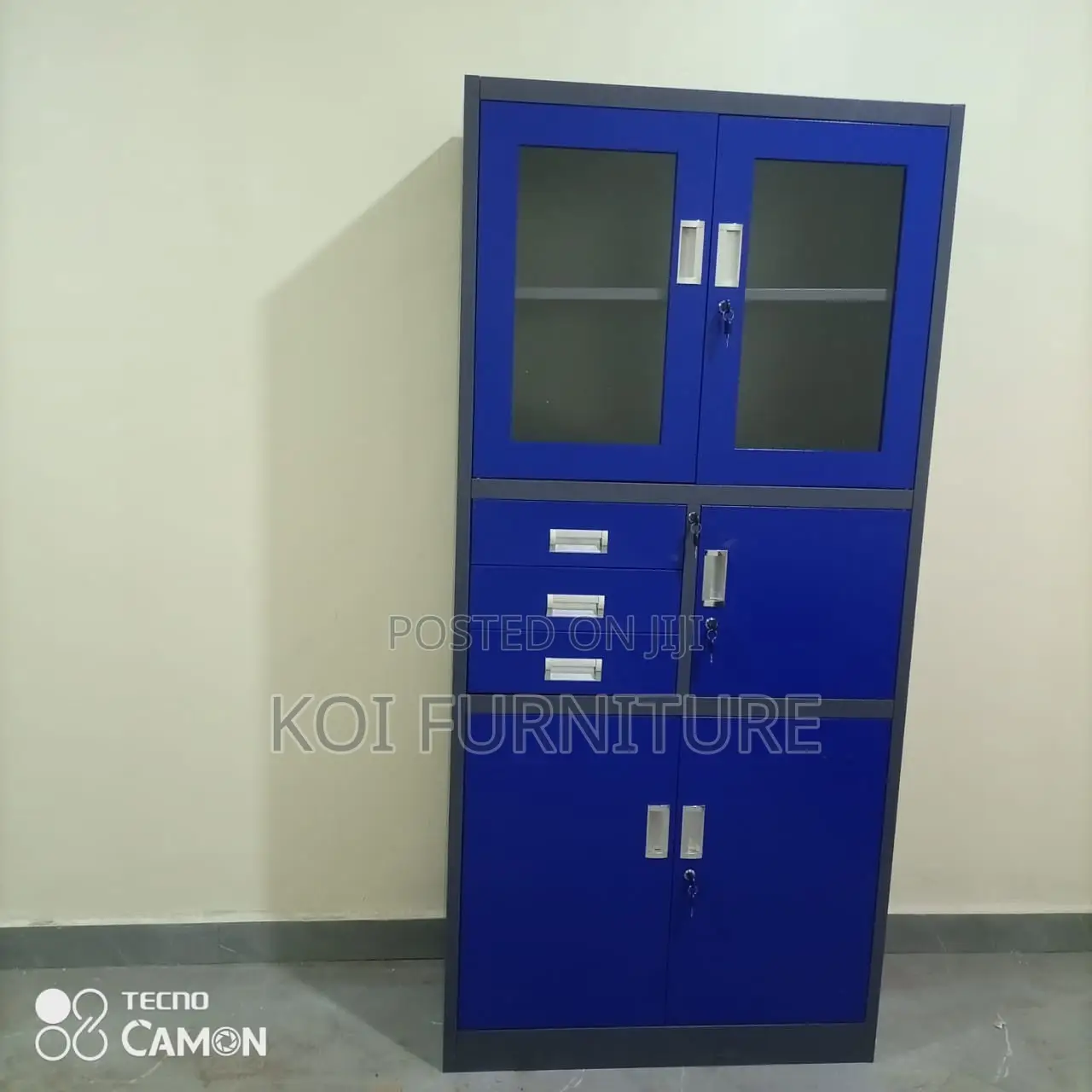Office Cabinet : Blue and Grey Metallic Office Filing Cabinet