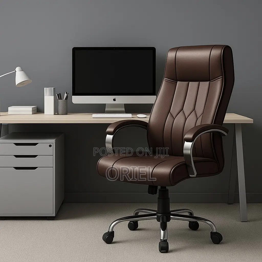 Office Chair : Executive Ergonomic Brown Leather Office Chair