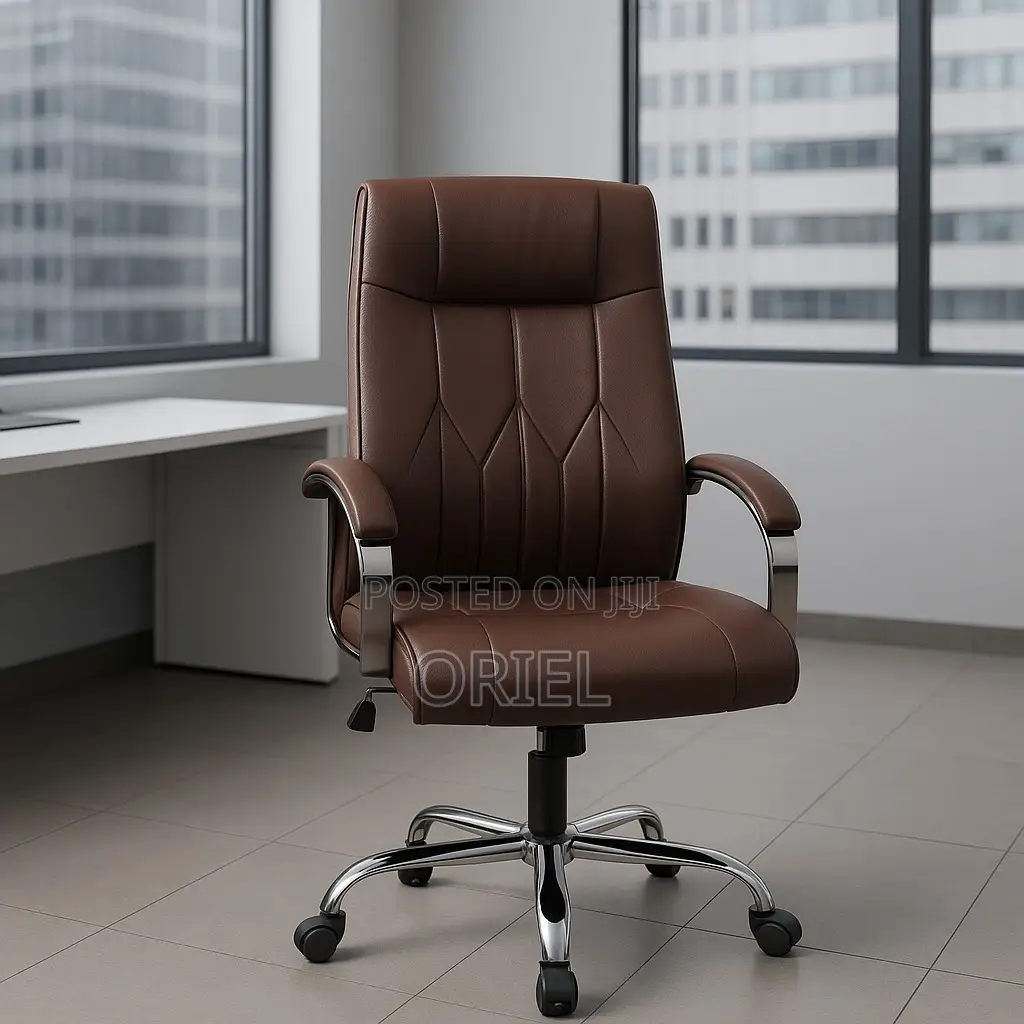 Office Chair : Executive Ergonomic Brown Leather Office Chair