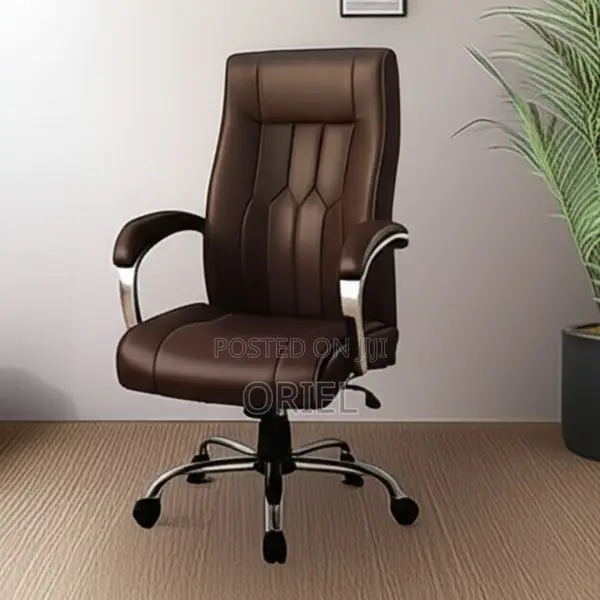 Office Chair : Executive Ergonomic Brown Leather Office Chair