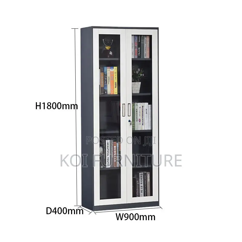 Office Cabinet: Modern Metallic Office Filing Cabinet With Glass Doors