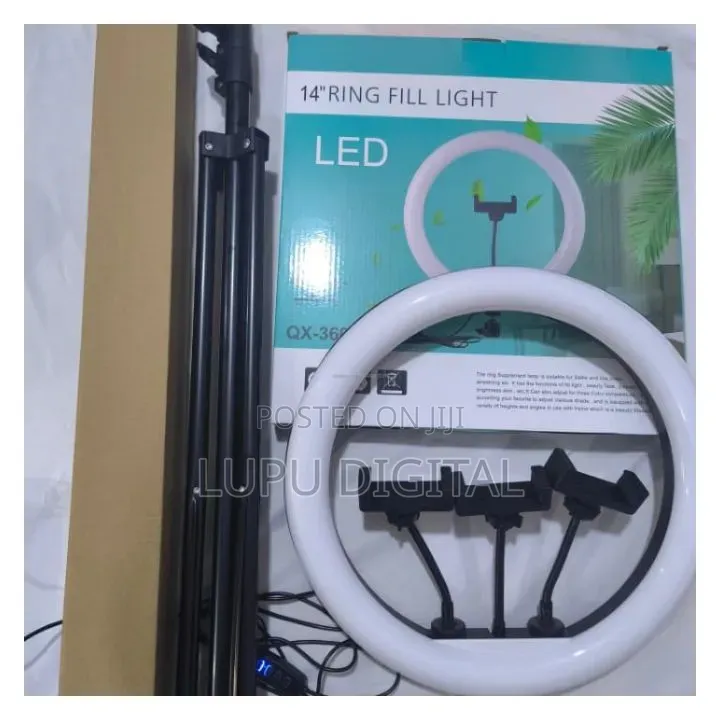 14 Inch Ring Light With 3 Phone Holders and Tripod Stand