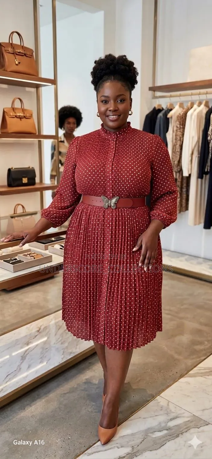 Ladies Polka Dots a Line Dresses