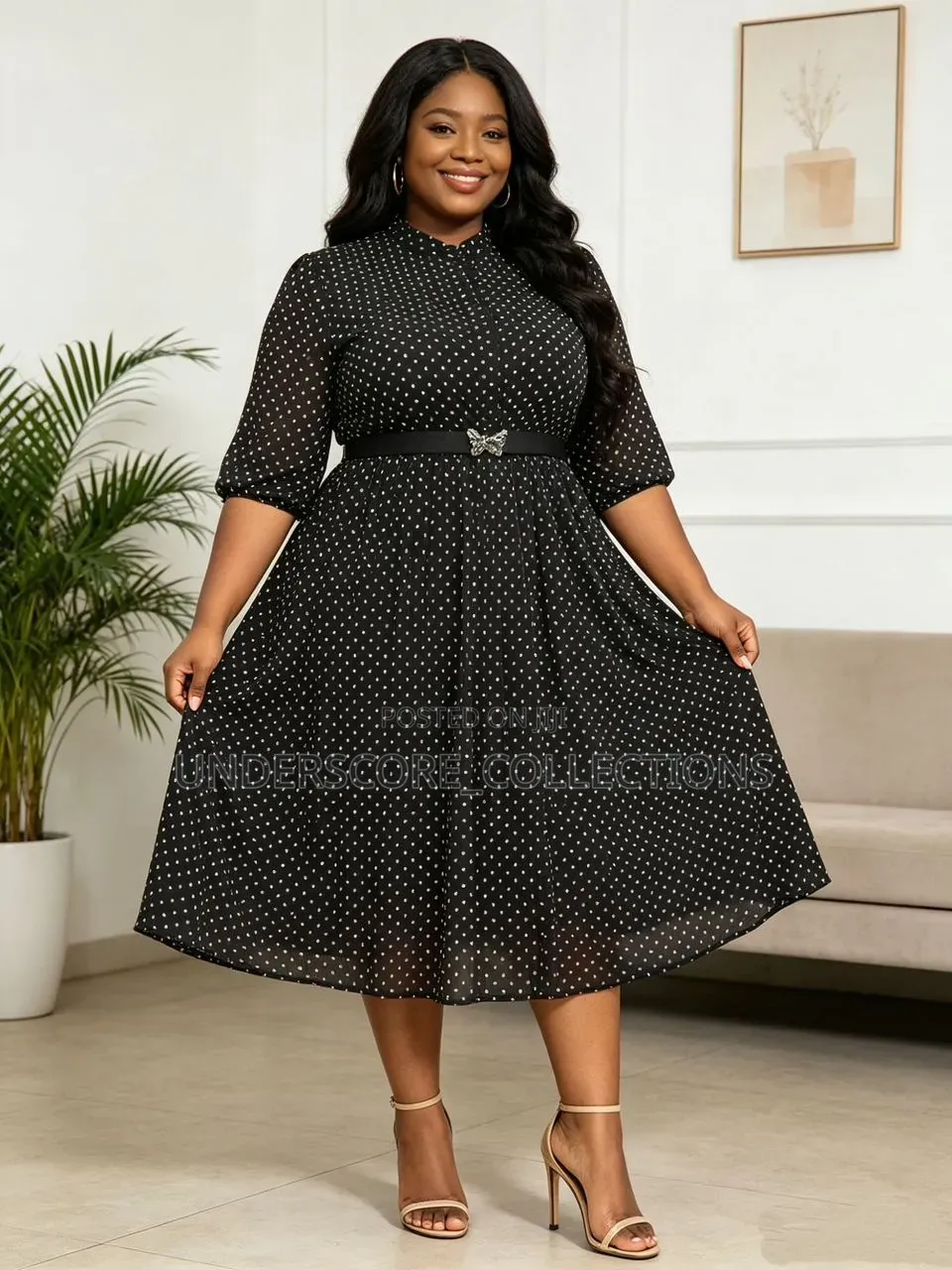 Ladies Polka Dots a Line Dresses