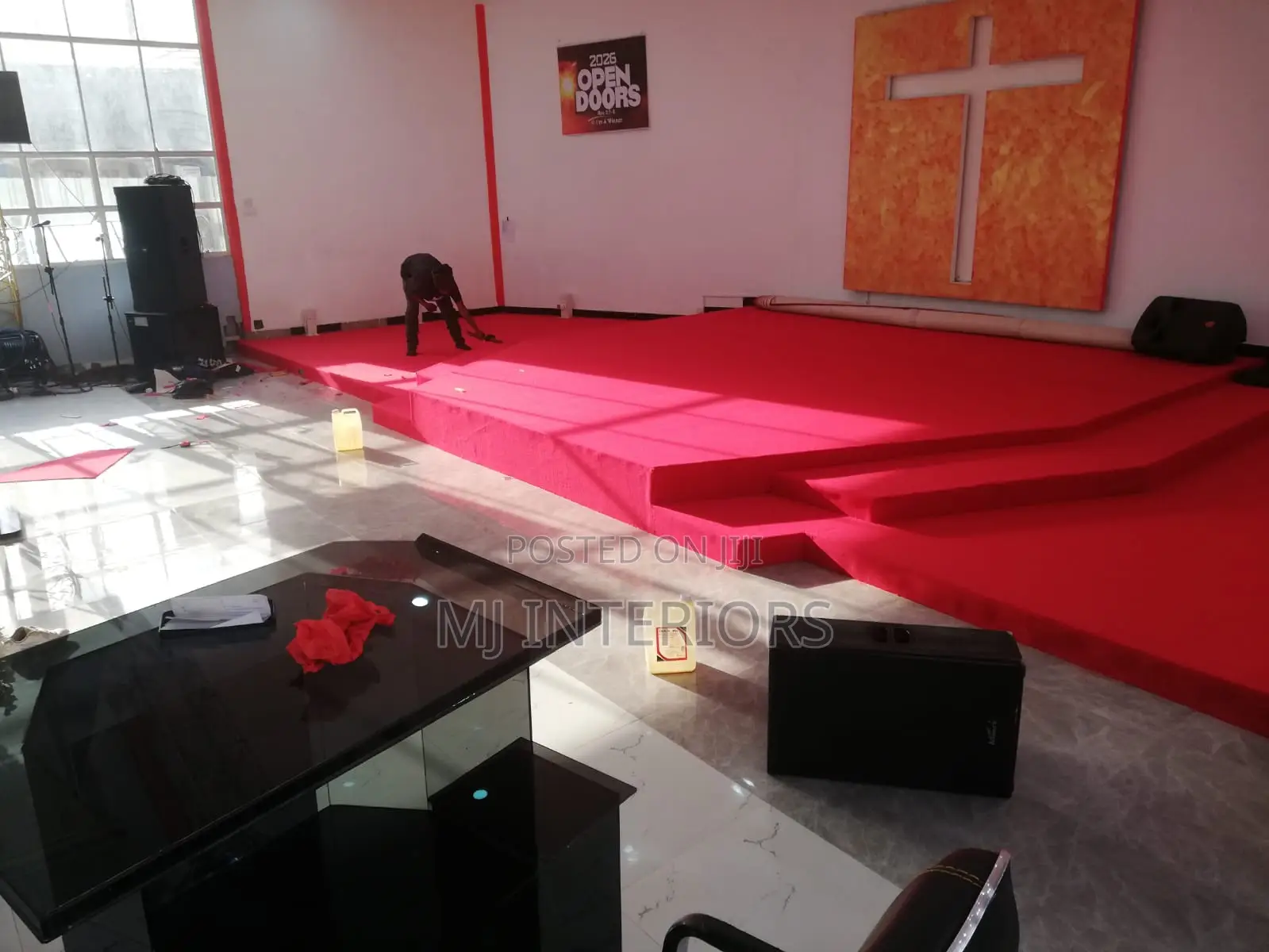 Soft Luxury Red Delta Carpet for Religious Centers