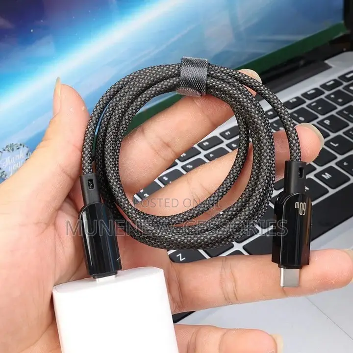 Usb Type C - C Led Display Cable 60w Fast Charging Usb Type C Braided