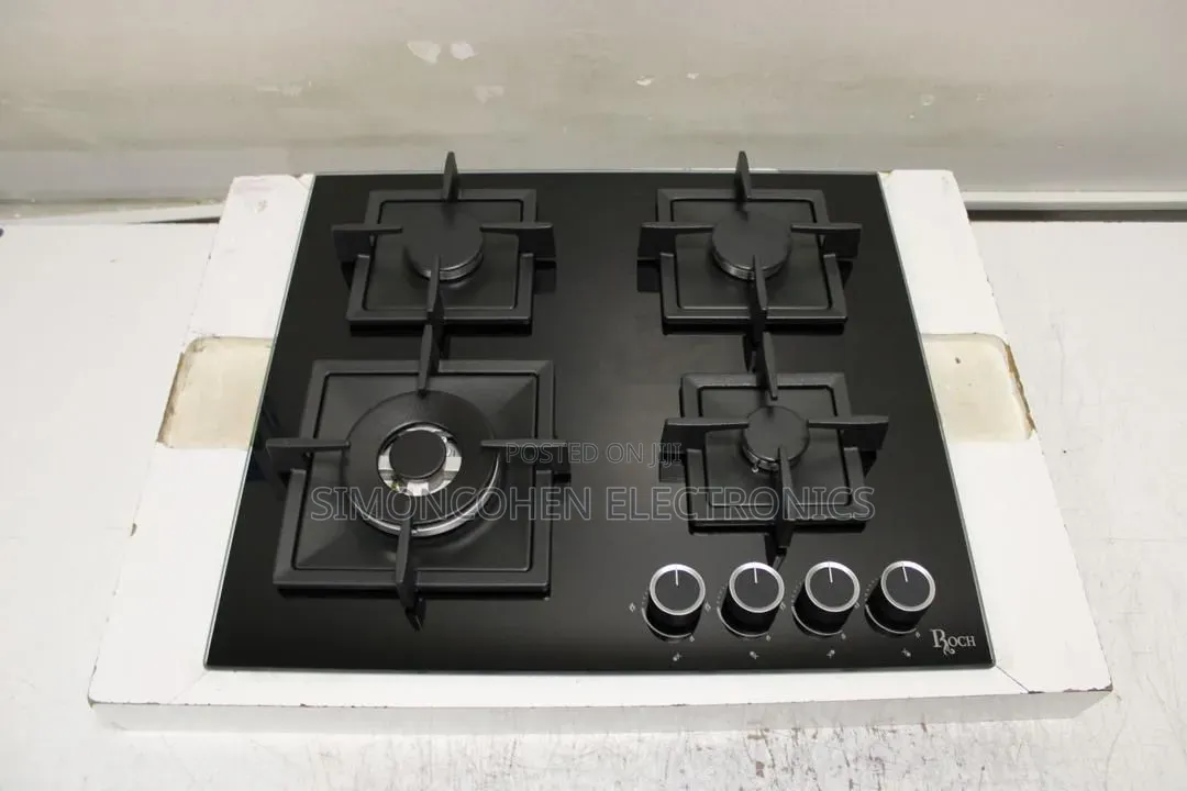 Roch 4 Burner Black Inbuilt Gas Cooker With Cast Iron Grid