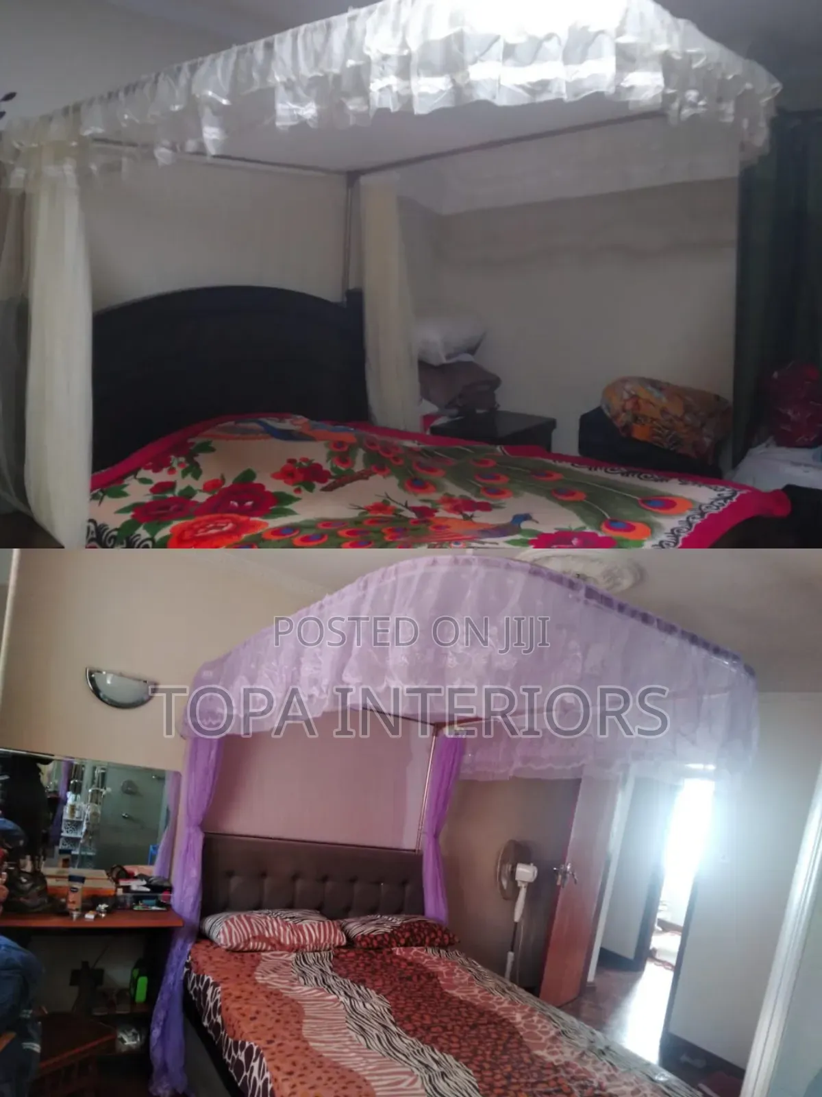 Bed Mosquito Net Sliding on Rail With 2 Strong Stands