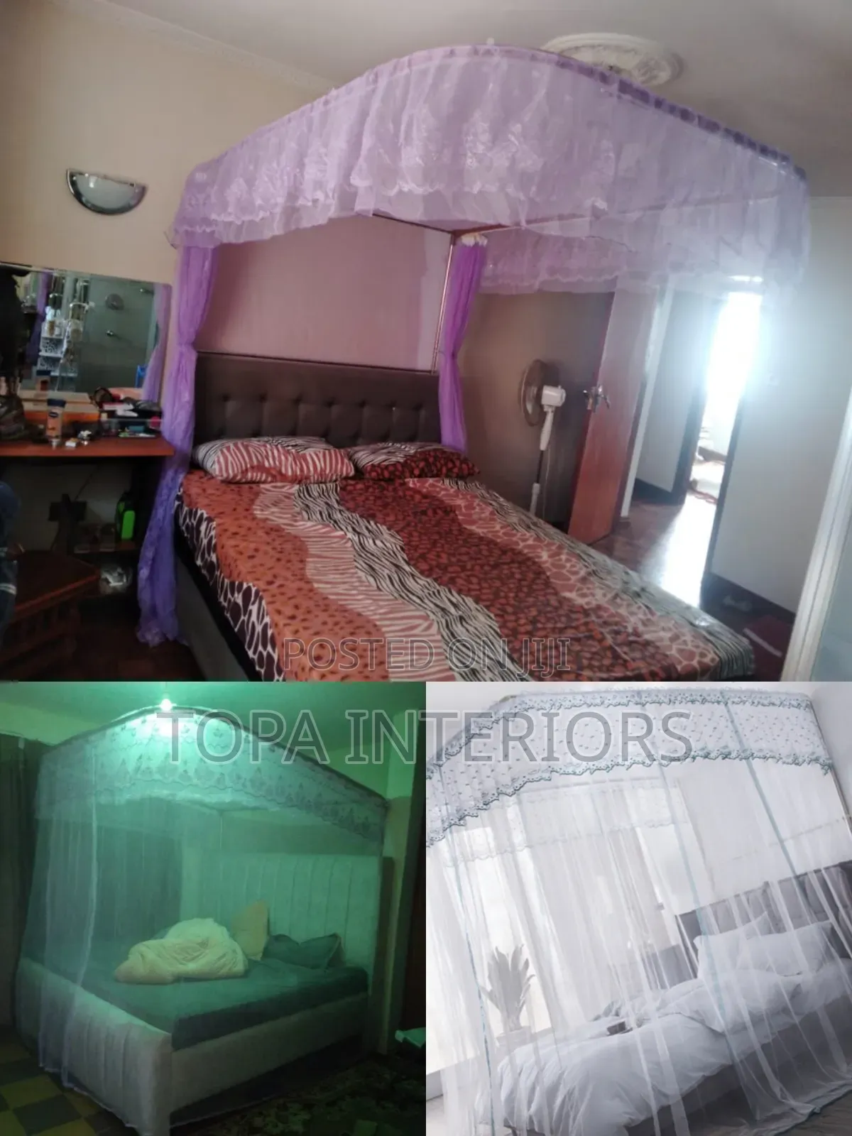 5x6 Ready Made 2 Stand Bed Mosquito Nets With Rails