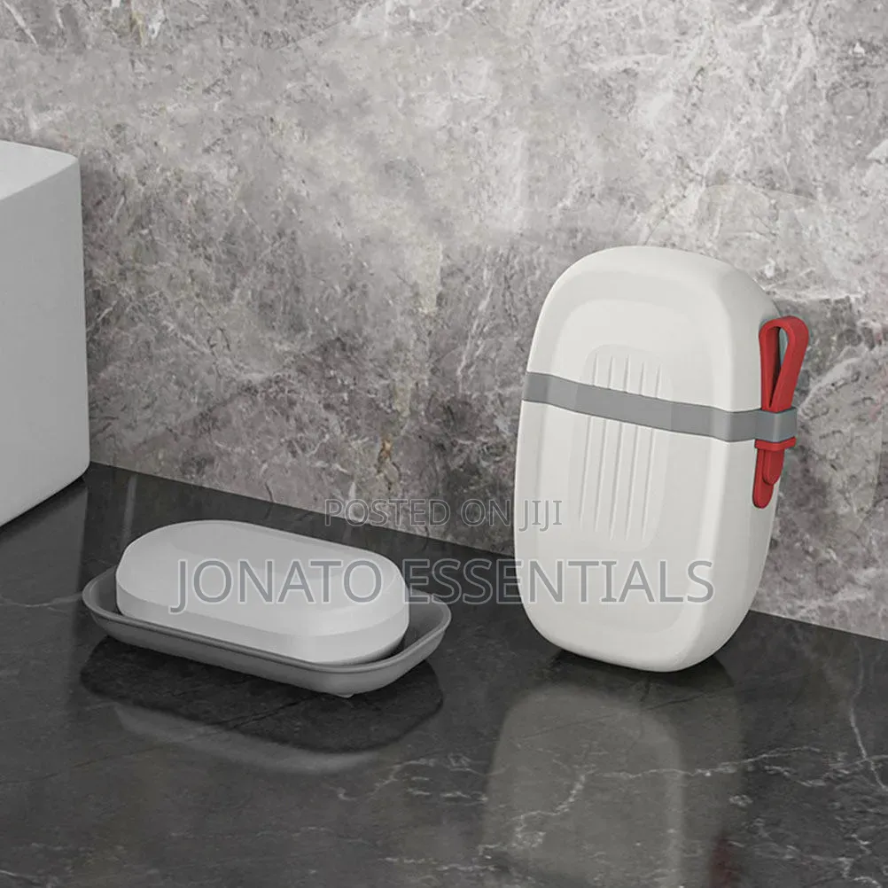 Portable Soap Box With Drain Tray Locking Strap Leakproof Soap Dish