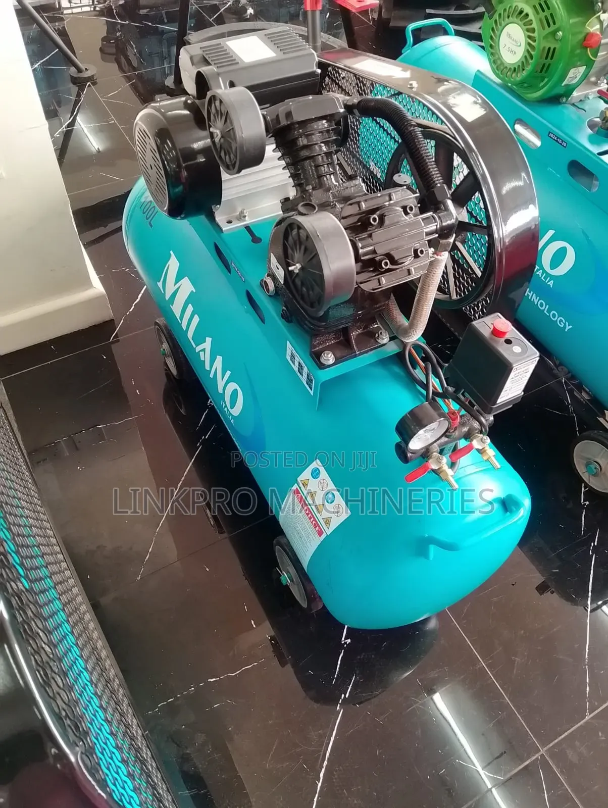 100 Litres Milano Belt Driven Electric Air Compressor, Double Pistons