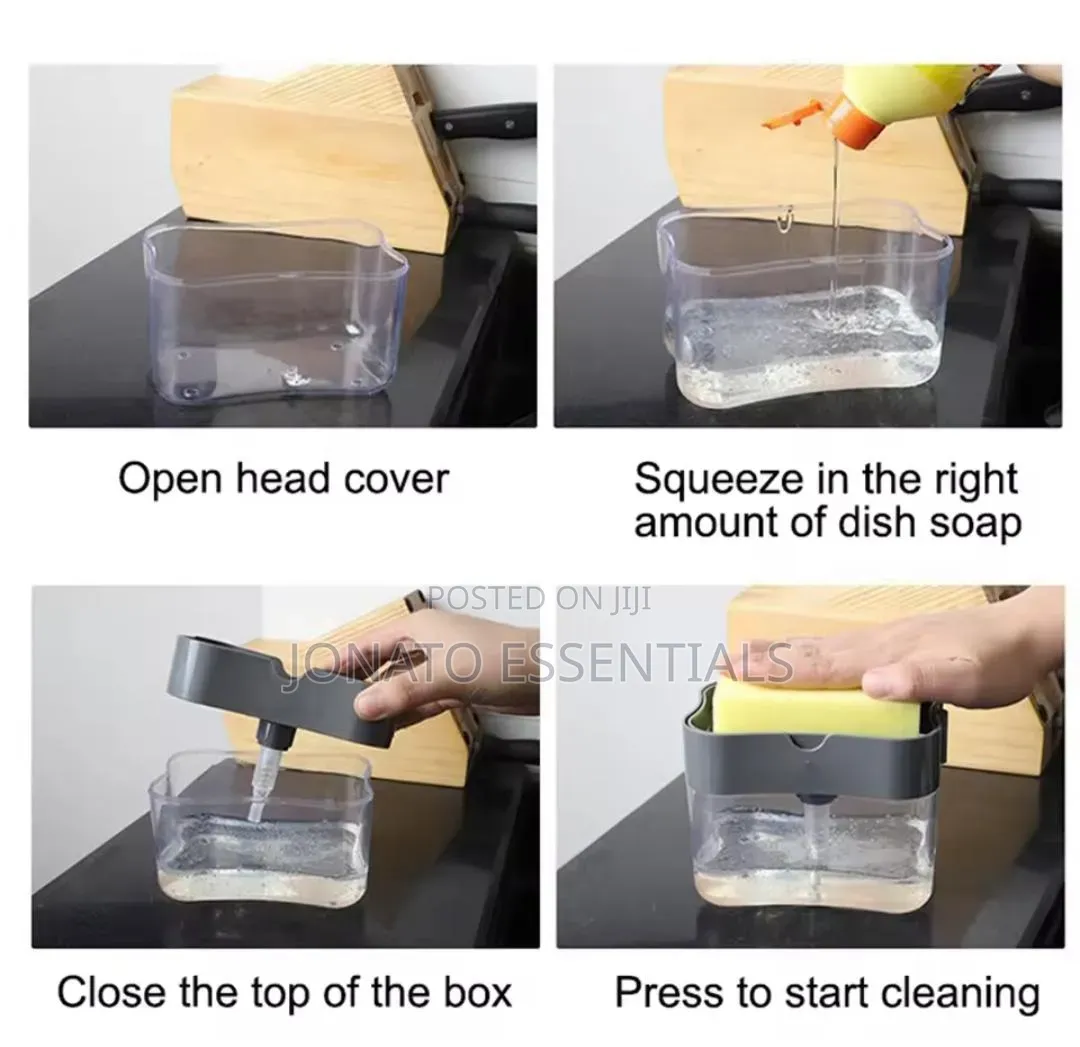 Dishwashing Liquid Soap Dispenser Pump Sponge Holder Organizer