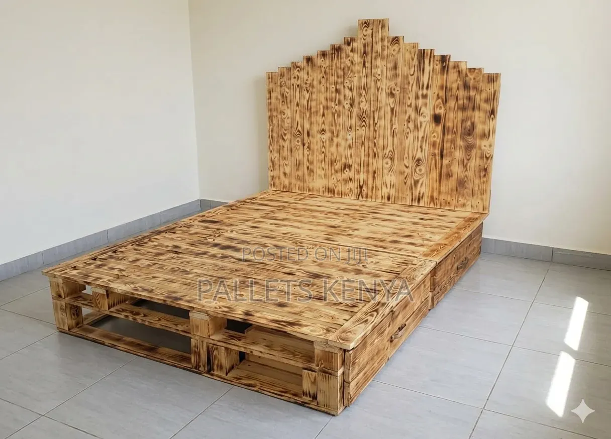 Modern 5×6 Pallet Bed With Storage Drawers – Strong Wooden Bed Frame