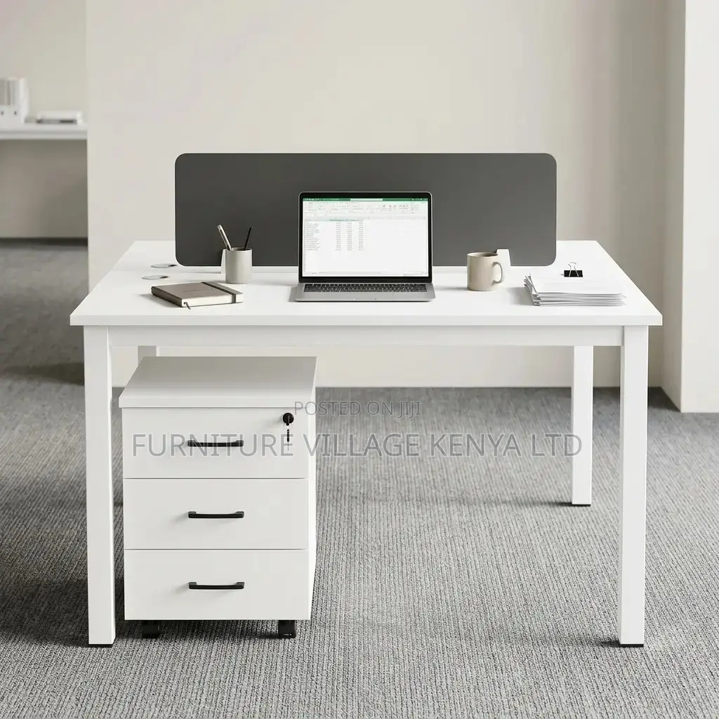 2-Person Imported White Office Workstation Desk