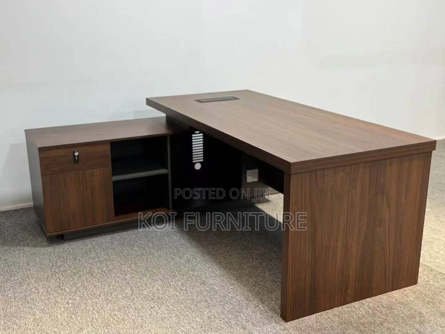 Office Desk : 1.6m Modern Dark Wood Executive Office Desk