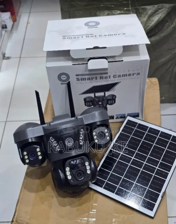 3 Lens V380 Pro Solar CCTV Camera - 4g Triple Lens With Simcard Slot