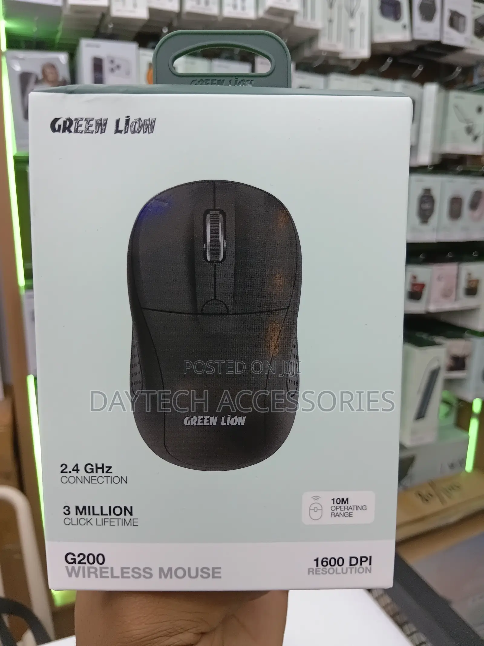 This Is a Green Lion G200 Wireless Mouse in Black.
