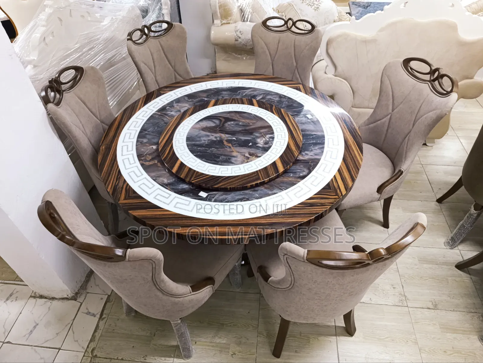 What a Masterpiece! 6-Seater Dining Set. Marble Top Table + 6 Chairs.