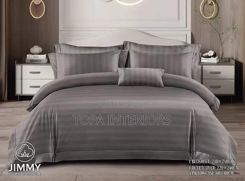 Grey Striped Duvet Cover Set for King Size Bed
