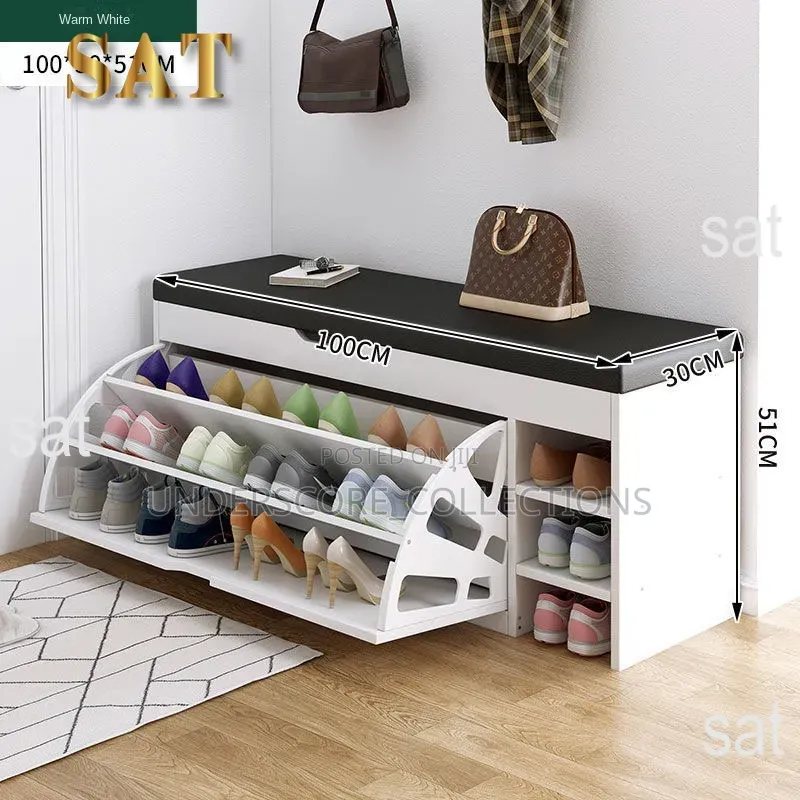 *Modern Bucket Flip Shoe Cabinet With Seat Changing Stool Bench *