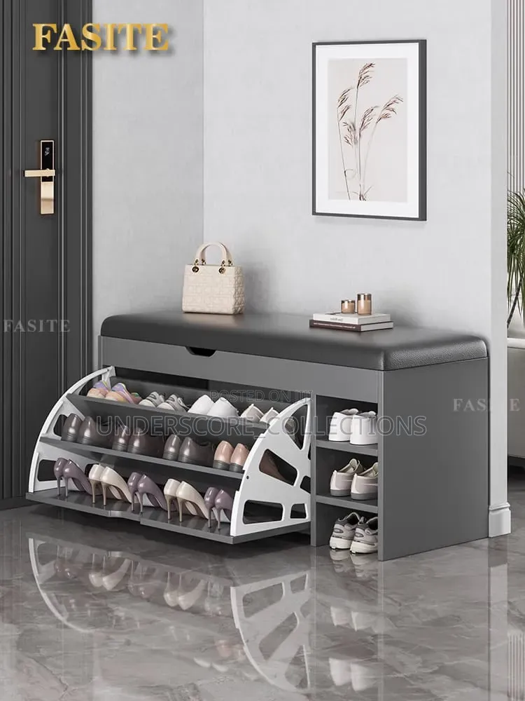 *Modern Bucket Flip Shoe Cabinet With Seat Changing Stool Bench *