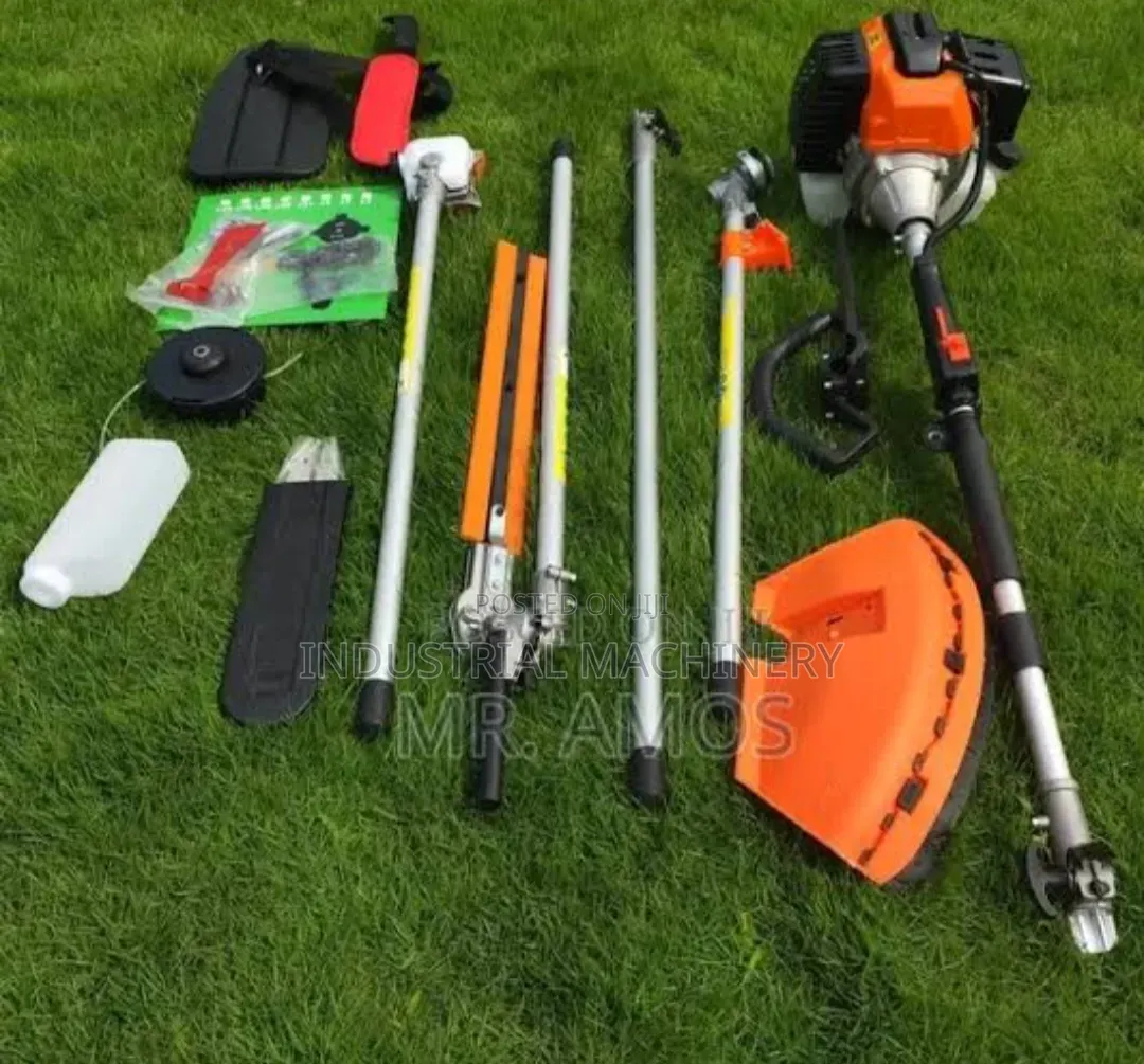 Grass Cutting Machine With Hedge Trimmer and Saw Attachment