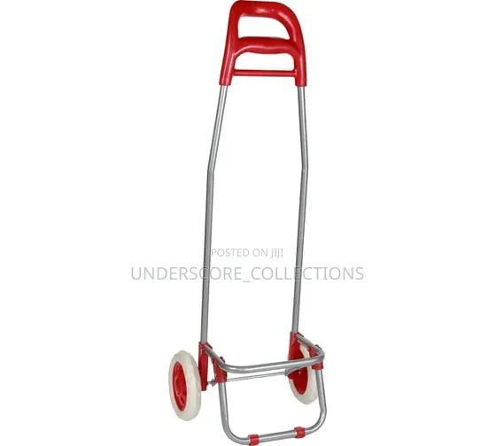 Foldable Shopping Trolley Bag With a Red and White Patterned Design