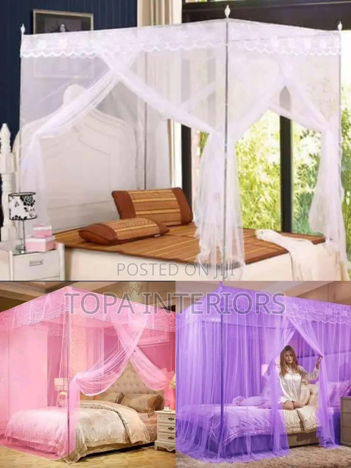 Generic Fine Mesh Protective Bed Mosquito Nets With Four Stands
