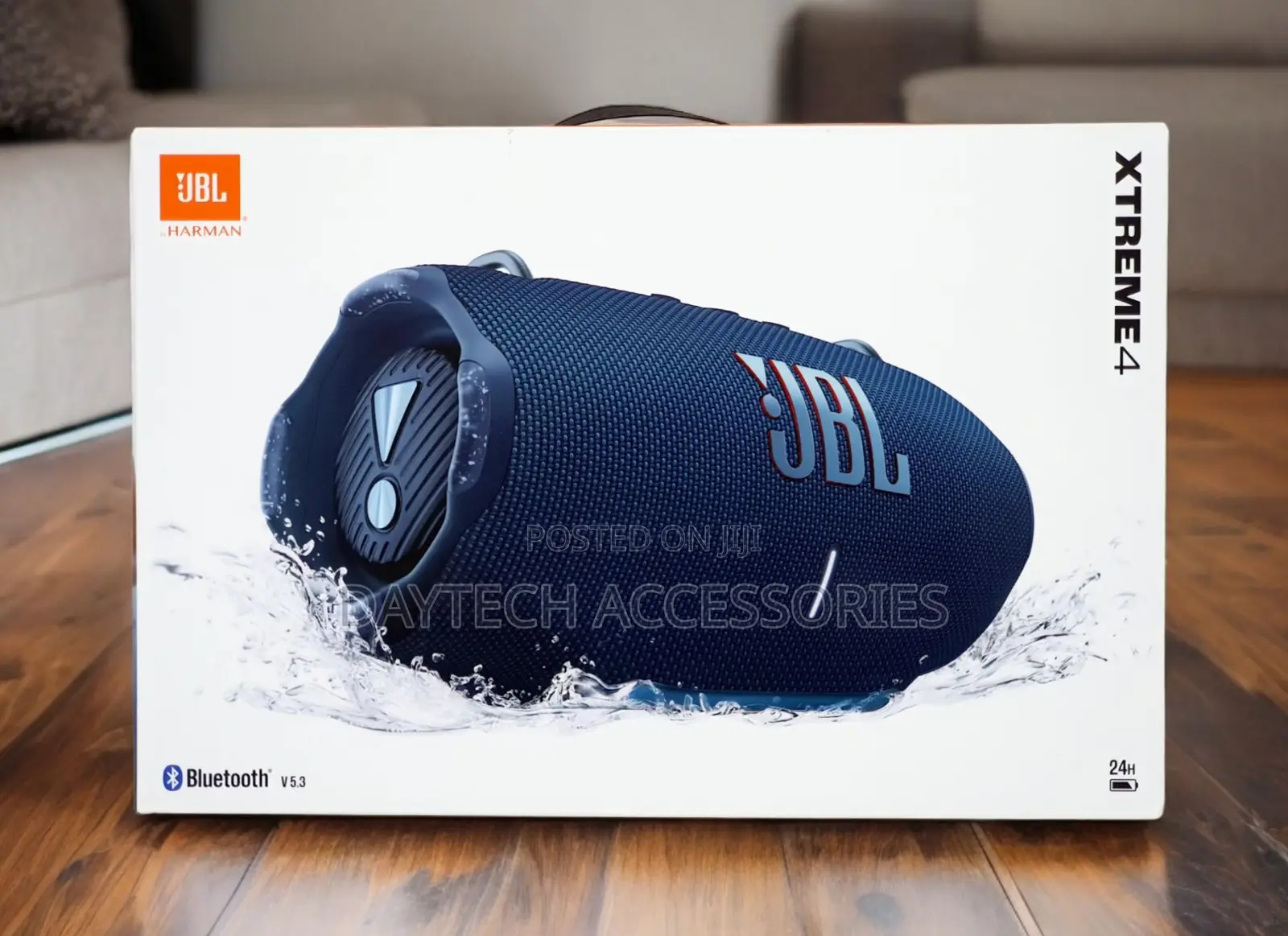 This Is a JBL Xtreme 4 Portable Waterproof Speaker in Black.