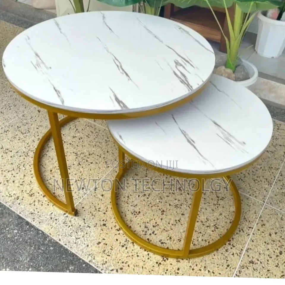 White Nesting Coffee Table Marble Effect (Mdf) at