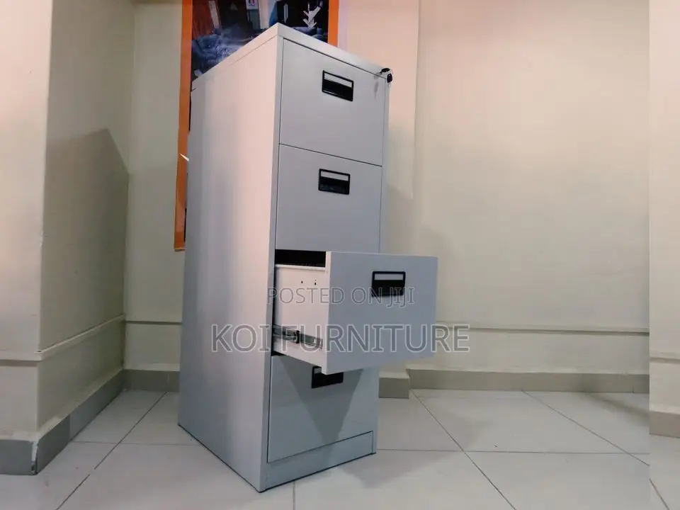 Office Cabinet : G12 Grey 4-Drawer Metallic Filing Cabinet