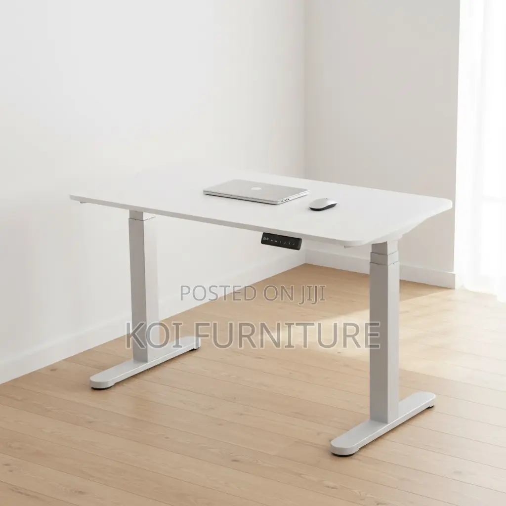 Office Desk : 1.2m White Electric Height-Adjustable Standing Desk