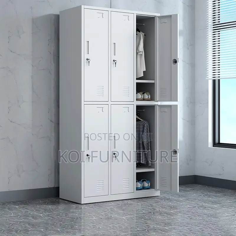 Office Chair : White 6-Door Steel Locker Cabinet