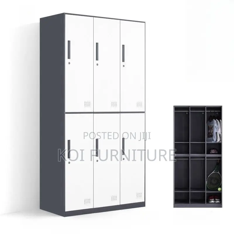 Office Chair : White 6-Door Steel Locker Cabinet