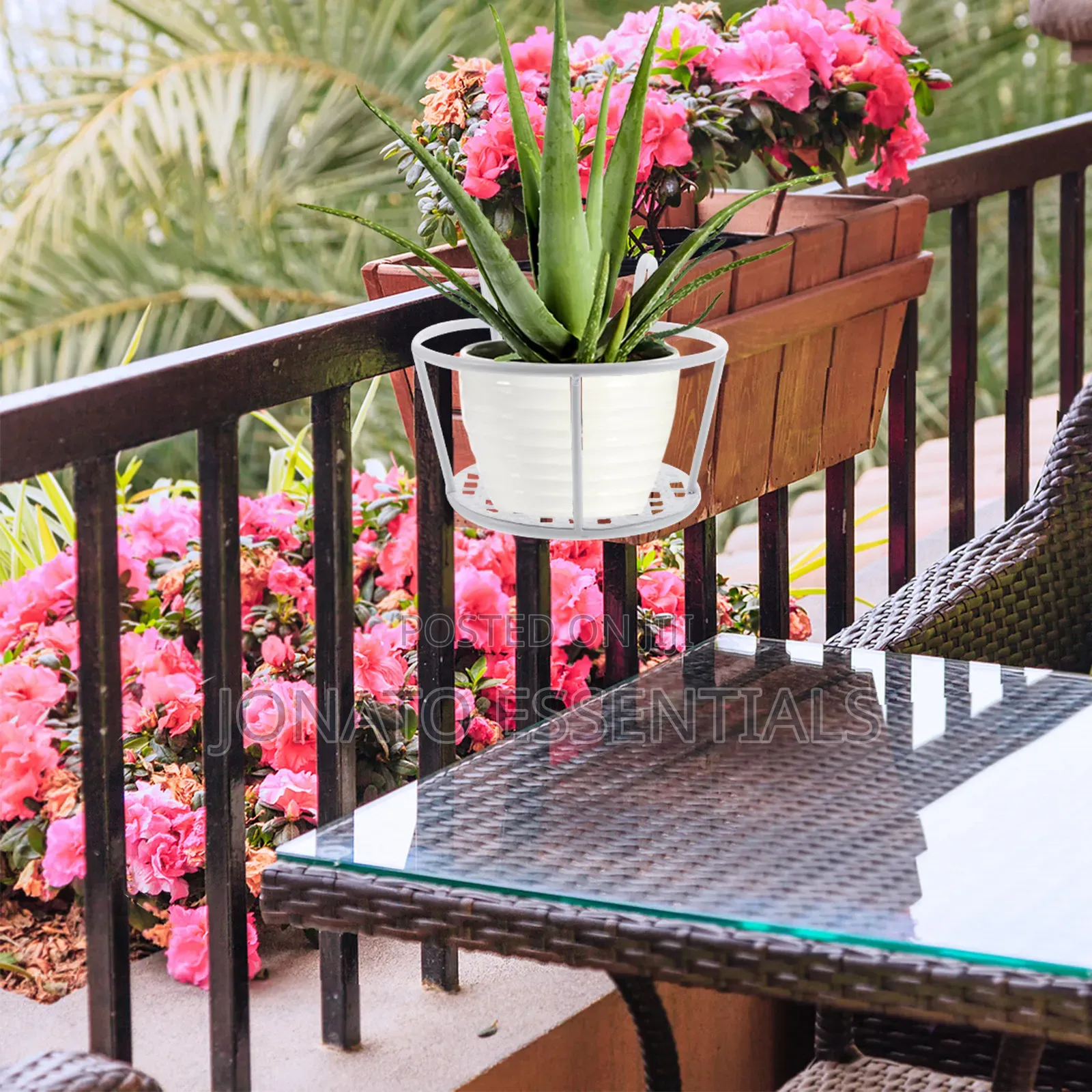 2pc Hanging Balcony Plant Holder Railing Flower Pot Stand