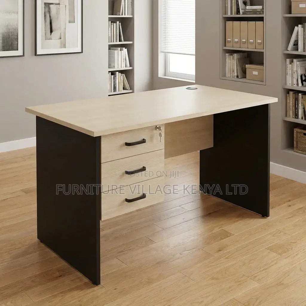 Customized Brown Study Space Desk With Drawers