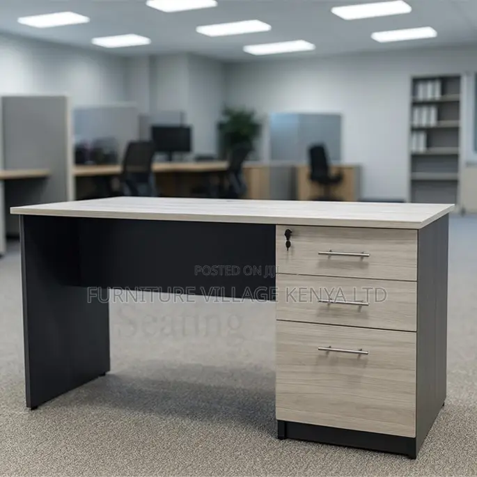 Customized Brown Study Space Desk With Drawers