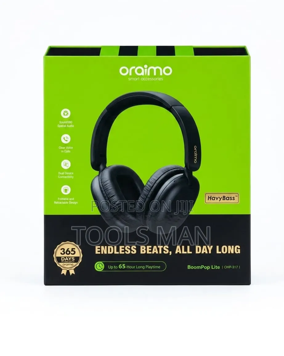 Oraimo Boompop Lite Ohp-317 Wireless Headphones - 65h Playtime.