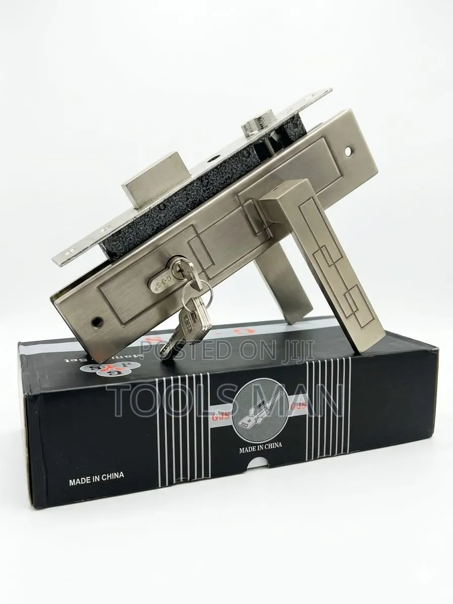 GJS Heavy Duty Mortise Door Lock Set With 3 Keys - Satin Nickel.