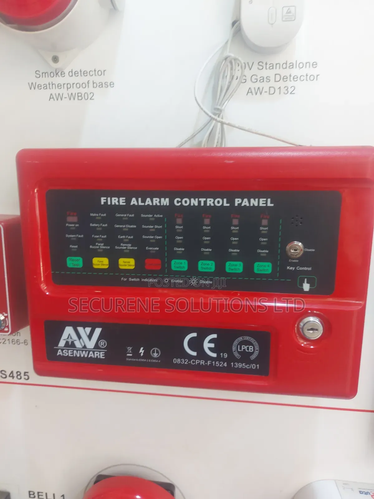 Red Asenware Aw-Cfp2166 Series Conventional Fire Alarm Control Panel.