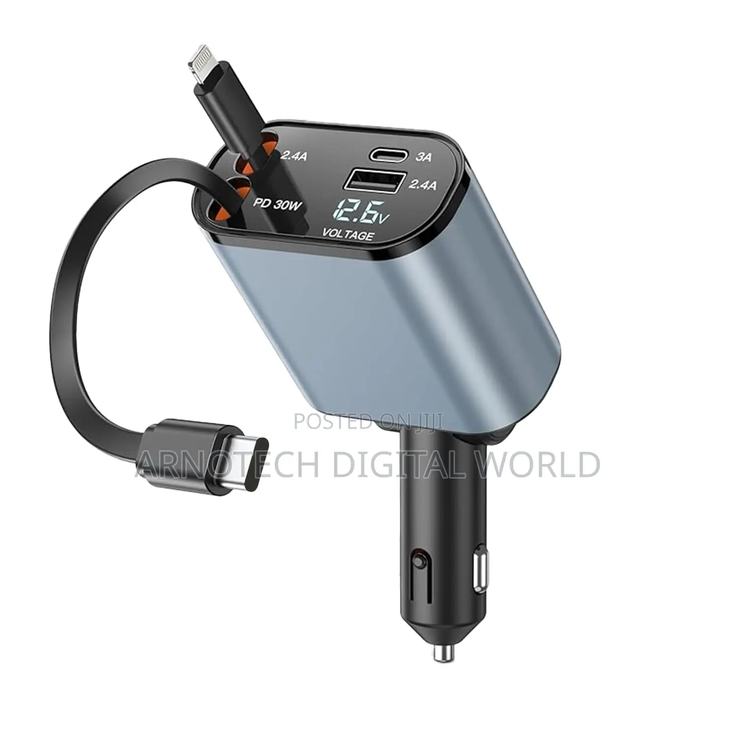 120w Universal Retractable Car Charging Adapter With Cable