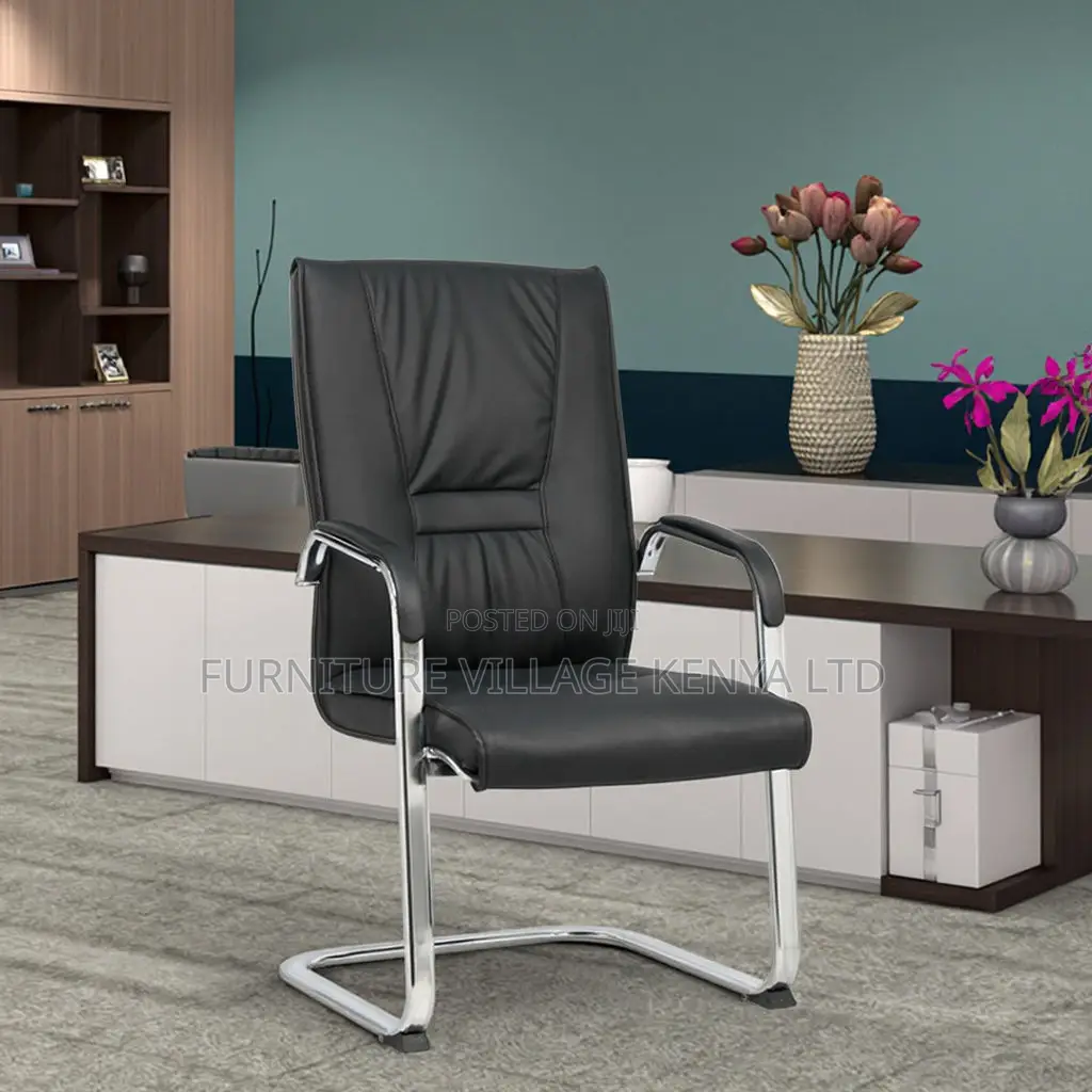 Chrome Base Leather Guest Visitor Chair