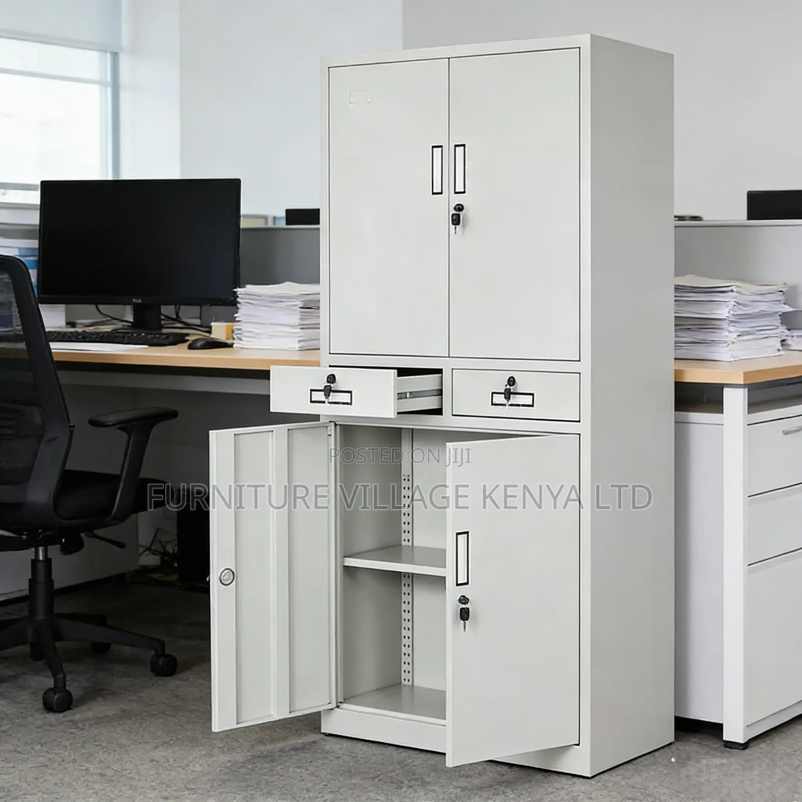 4-Door Full Steel File Cabinet With Centre Drawers