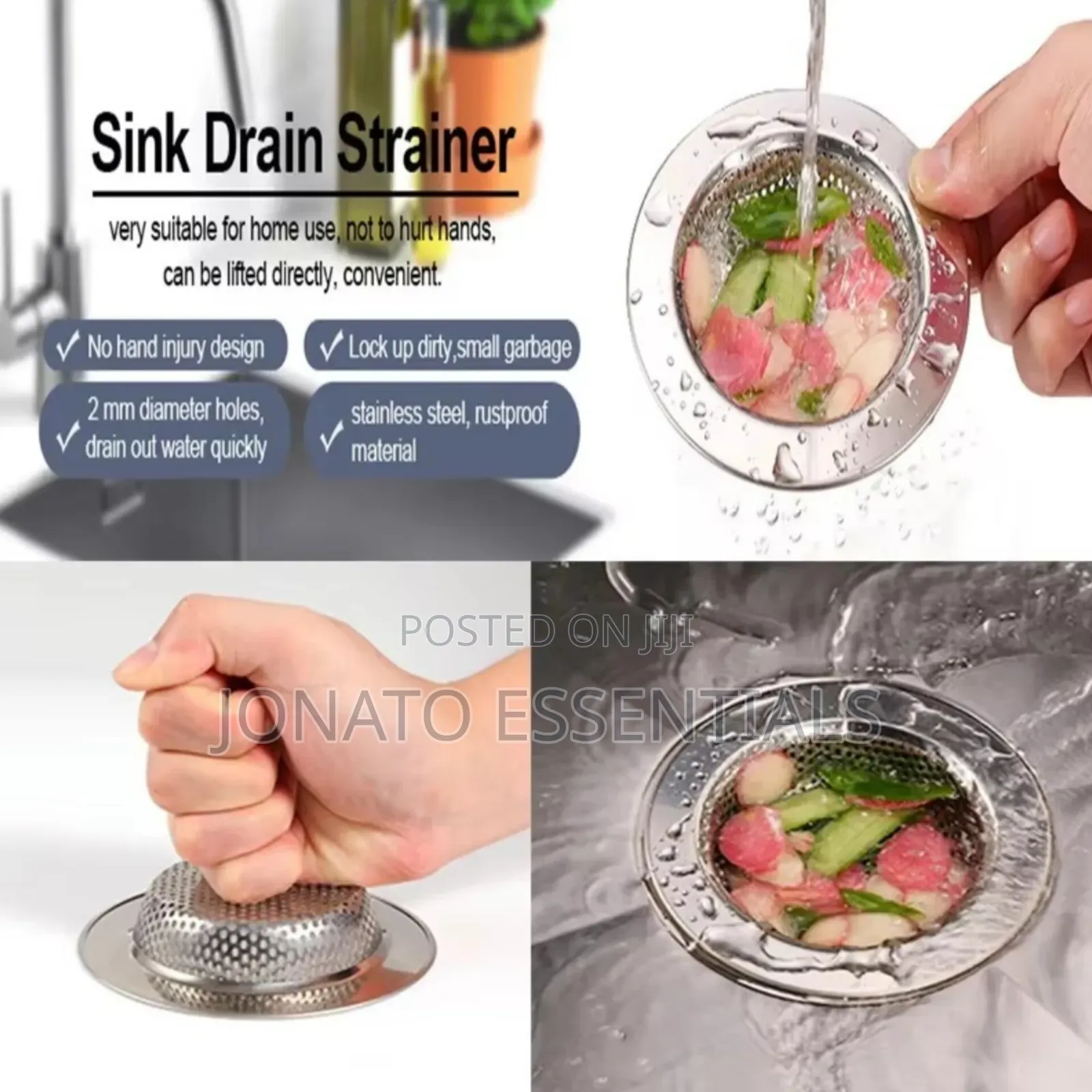 2pcs Stainless Steel Kitchen Sink Drain Strainer Mesh Filter Set