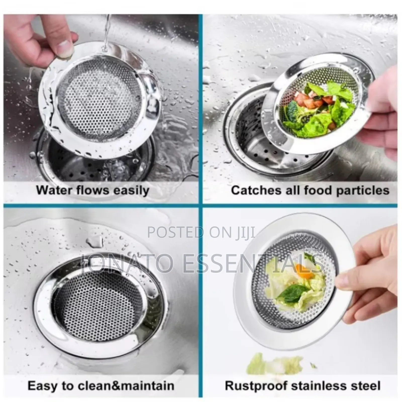 2pcs Stainless Steel Kitchen Sink Drain Strainer Mesh Filter Set