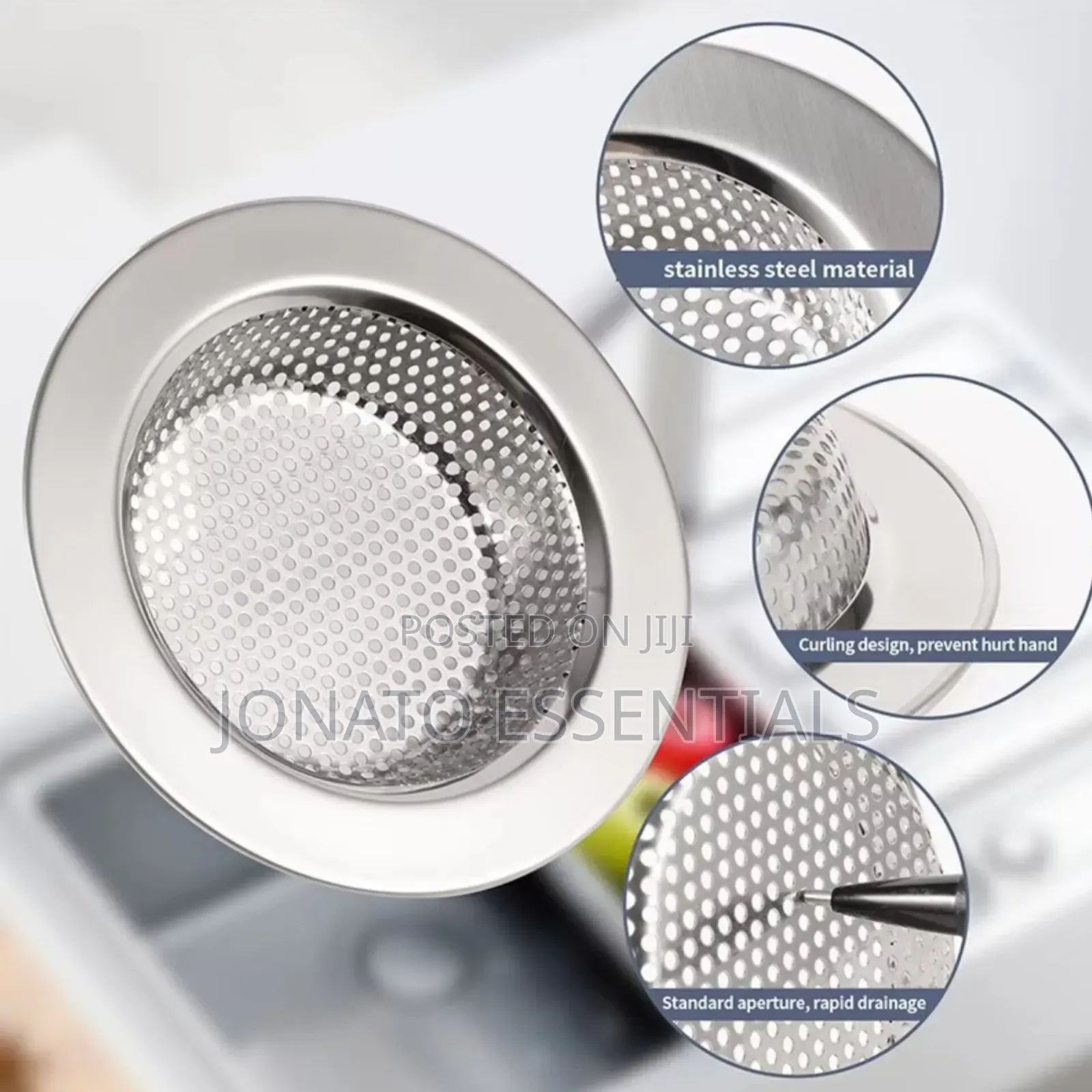 2pcs Stainless Steel Kitchen Sink Drain Strainer Mesh Filter Set